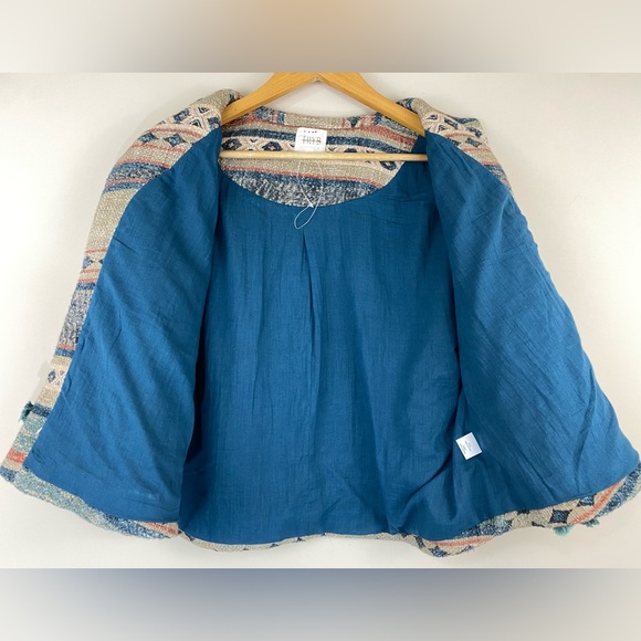 Anthropologie TRYB Kuta Textured Kimono Jacket In Blu Motif Size Small NWOT - Picture 10 of 16